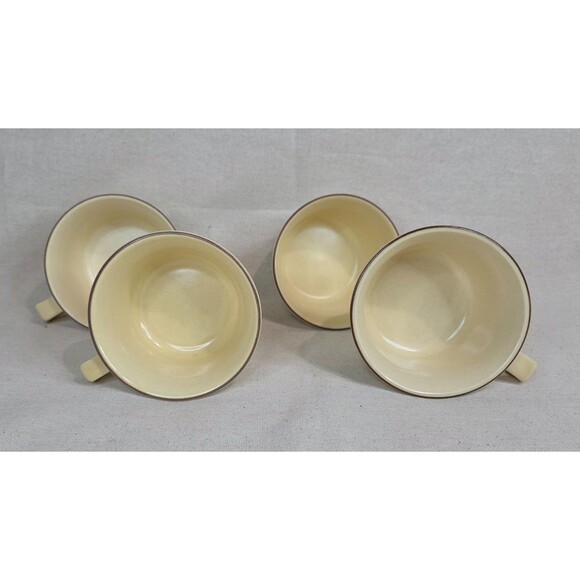 Pfaltzgraff Village Coffee Cups Set of 4 – Vintage Stoneware 1970s Brown Floral - Picture 7 of 12